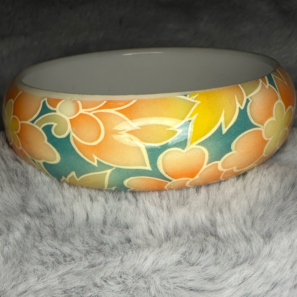 Floral Patterned Bracelet - Orange and Green 💰FREE WHEN BUNDLED💰
